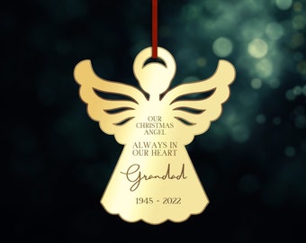 Personalised Angel Christmas Tree Ornament, Heaven Memorial Engraved Custom Name, Forever In Our Heart, In Loving Memory Xmas Baubles Decor