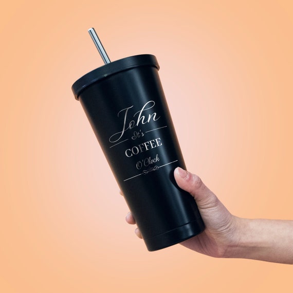 Handcrafted Logo Travel Tumbler with Straw