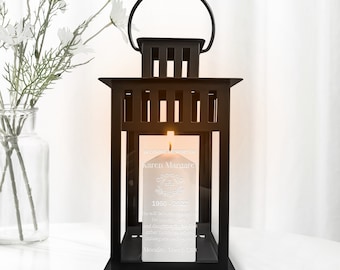 Custom Engrave Glass Metal In Loving Memory Hanging Lantern Personalised Memorial Message Sympathy Loss of Loved One Funeral Condolence Gift