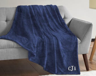 Personalised Embroidery Soft Throw, Custom Embroidered Name Logo Microplush Blanket, Birthday Housewarming, Wedding Anniversary, Mother Gift