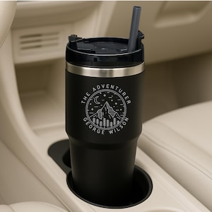 Engraved Insulated Tumbler & Straw Set, Custom Logo Travel Drink Bottle, Coffee Car Cup, Corporate Birthday Gift, Portable Vacuum Thermoses