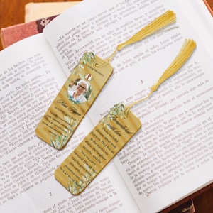 Personalised Photo & Name Acrylic Memorial Bookmark Tassel, Custom Print Book Card, In Loving Memory Reading Tag, Book Lover Sympathy Gift