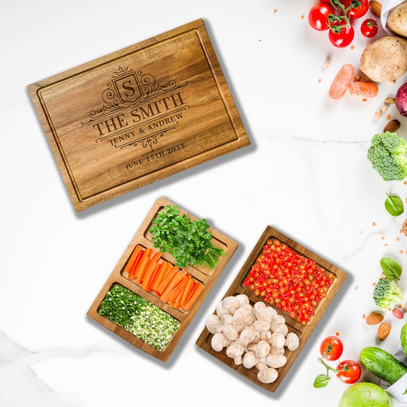 YoonekGifts Acacia Wooden Cutting Board & Trays