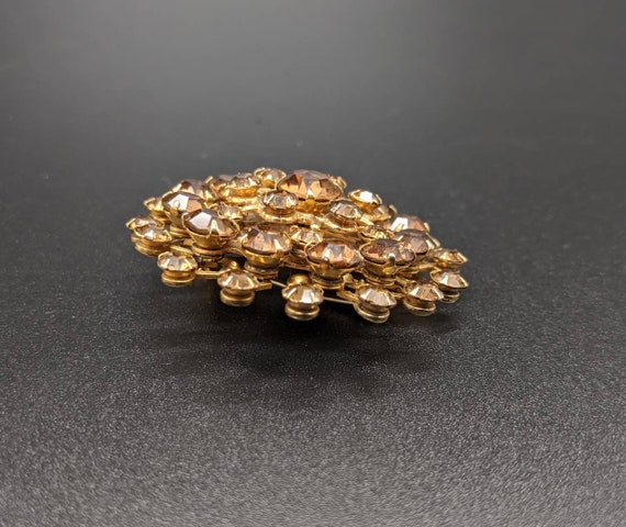 Beautiful Amber Rhinestone Vintage Brooch Pin - image 8