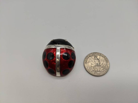 Adorable Vintage Enamel and Rhinestone Ladybug Br… - image 5