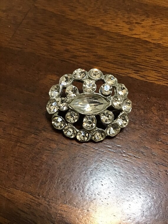 Vintage Signed AJC Rhinestone Brooch Gem