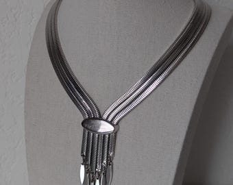 MONET Silver Slide Bolero Larait Multi Strand Vintage Necklace