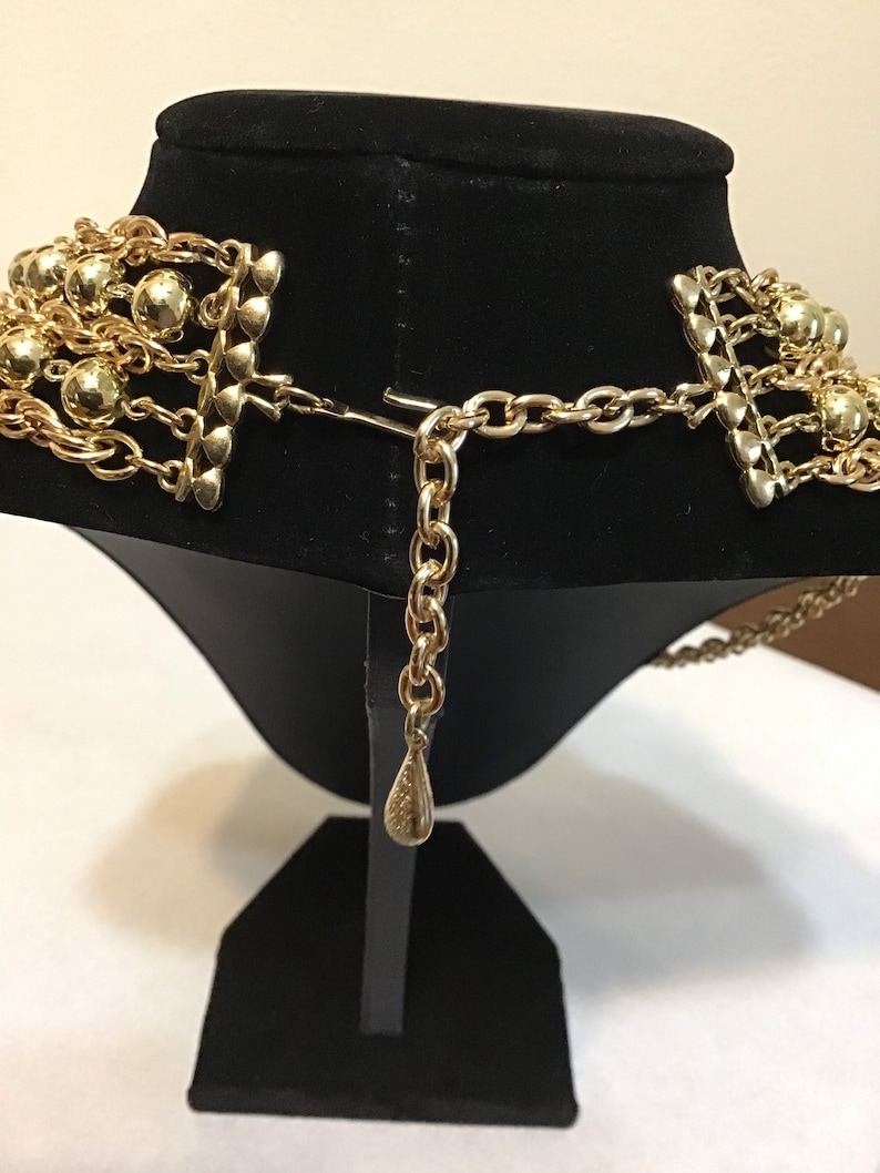 Vintage Coro Multi Strand Gold Tone Necklace