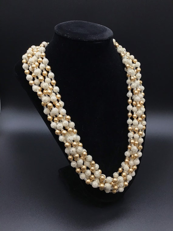 Vintage Japan Sugar Bead Golden multi-strand Neckl