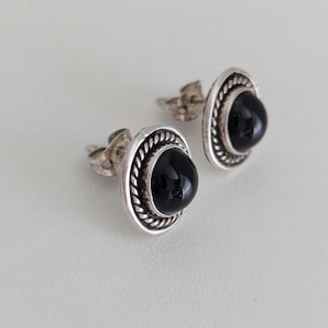Natural Black Onyx 925 Sterling Stud Earrings
