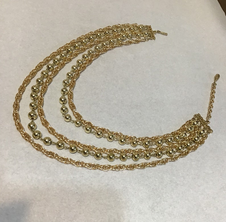 Vintage Coro Multi Strand Gold Tone Necklace