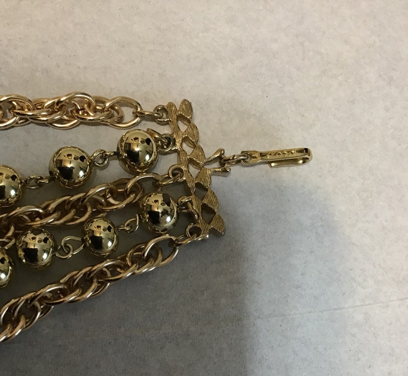 Vintage Coro Multi Strand Gold Tone Necklace