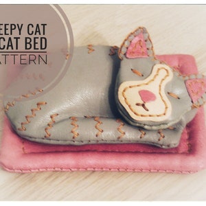 Sleepy Cat & Cat Bed Leather PDF Pattern