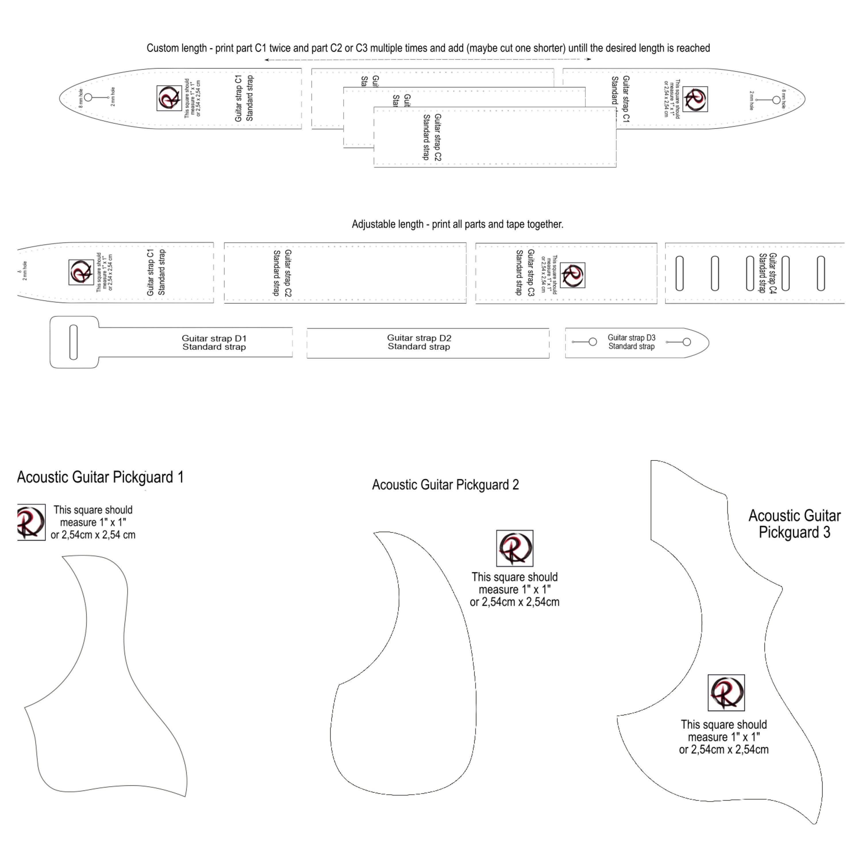 Leather Guitar Strap and Pickguard PDF Pattern by Etsy