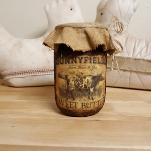 Primitive Grubby Farmhouse Pantry Kitchen Jar Country Kitchen Decor, Farmhouse Decor