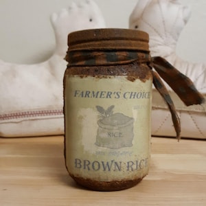 Primitive Grubby Farmhouse Pantry Kitchen Jar Country Kitchen Decor, Farmhouse Decor