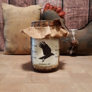 Primitive Grubby Farmhouse Pantry Kitchen Jar Country Kitchen Decor, Farmhouse Decor