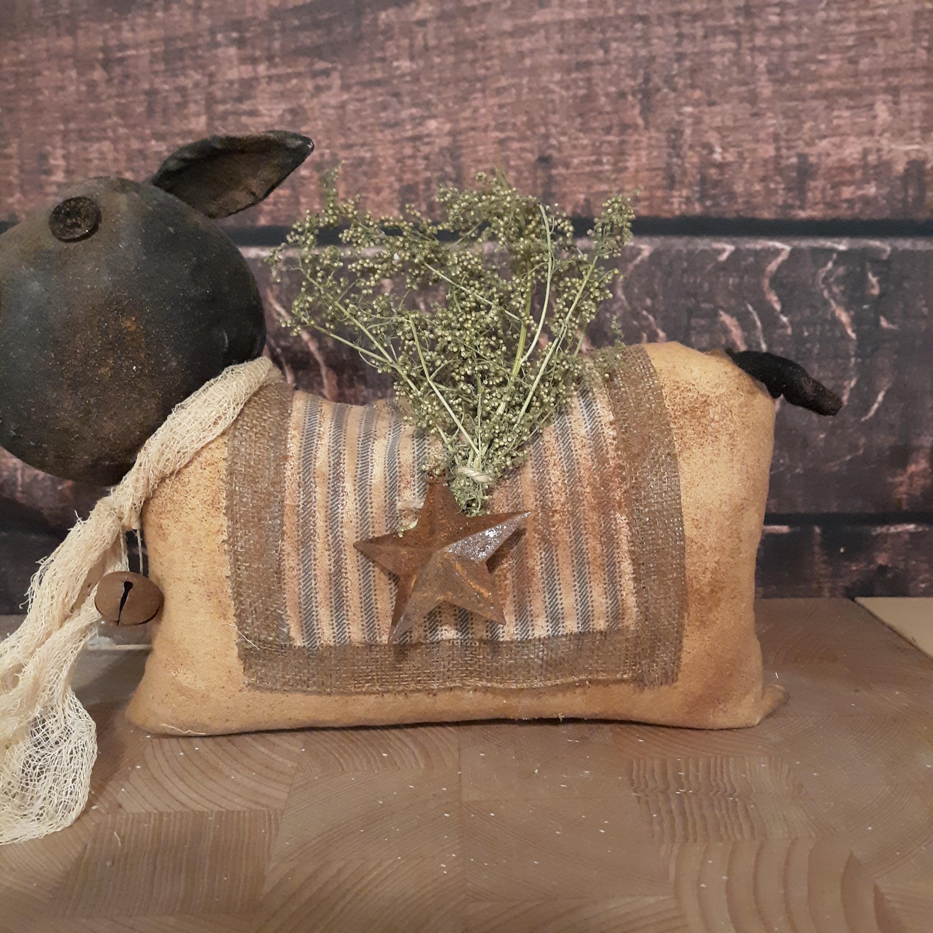 Extreme Primitive Farmhouse Lamb Sheep Shelf Sitter Doll Rusty Star ...