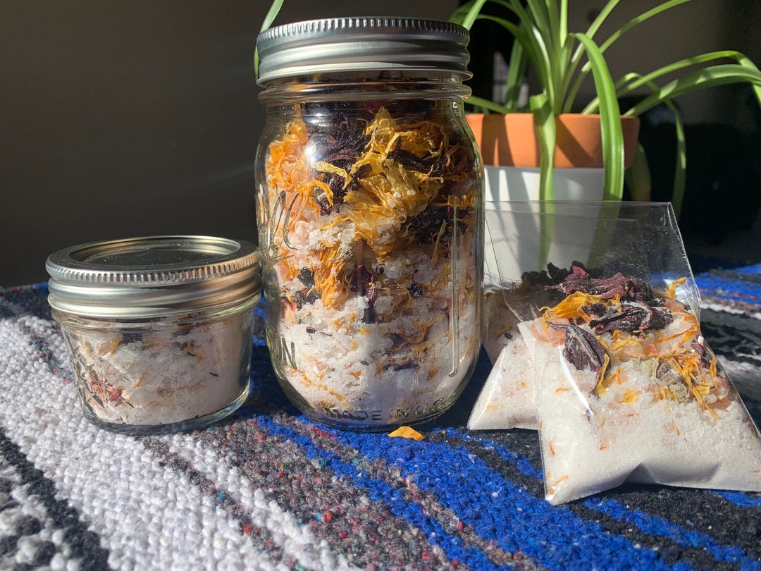 Grounding Floral Bath Salt Organic Herbs Essential Oil - Etsy