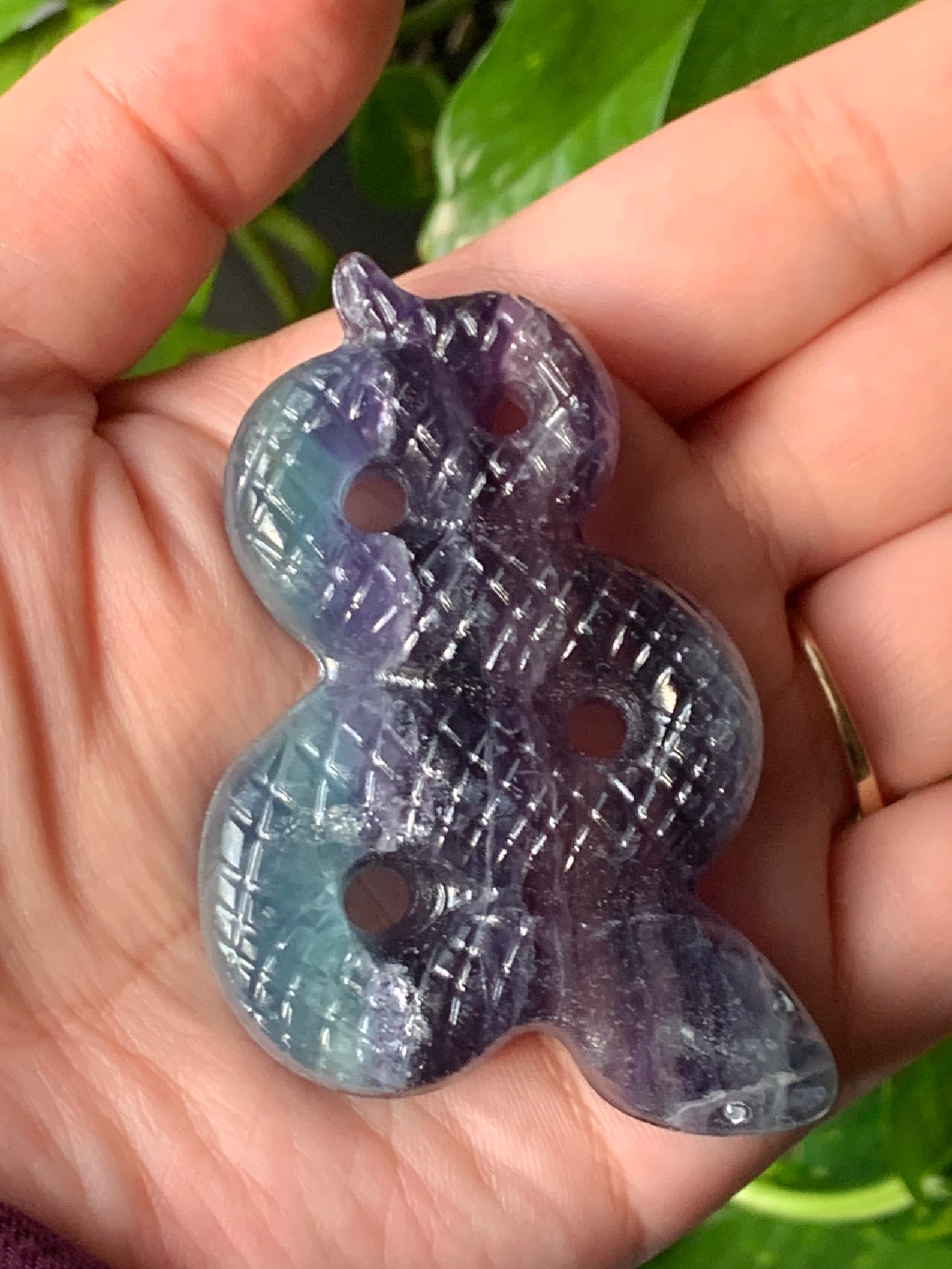 Fluorite crystal carved snake 3 | Etsy