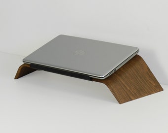Laptop MacBook Wood Stand Ergonomic Computer Holder, Woodworking Gift, Workspace Desk Accessories, Gift for Men, Office Desk Accessory