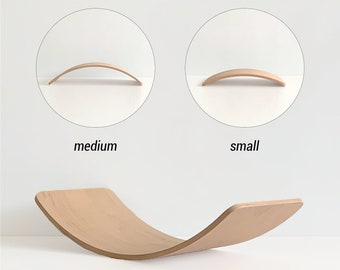 Curved Balance Board for Kids, Natural Wood Waldorf Board, Play Board for Childen’s and Begginers