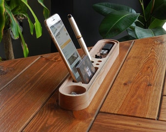Modernes Holz Schreibtischzubehör, Holztelefonhalter, Bürozubehör, Schreibtisch Organizer, Geschenk für Studenten, Neuer Job Geschenk