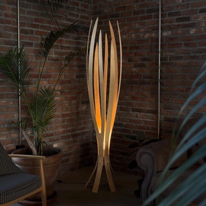 Hedra Floor Lamp | Scandinavian Style Wooden Floor Lamp | Decorative Floor Lamp | Home Office Decor - Gift Idea