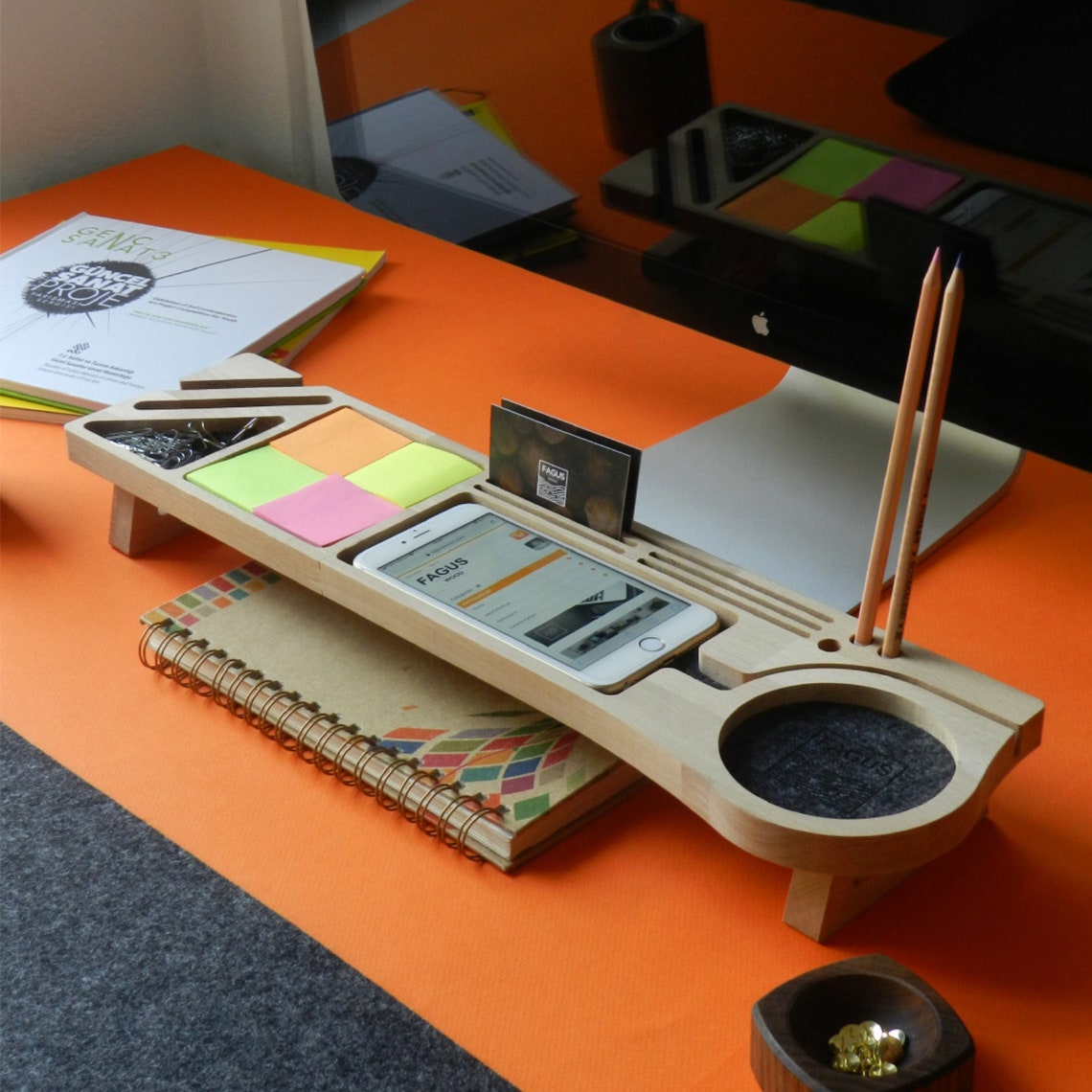 Office Desk accessory wooden table organizers workplace Etsy