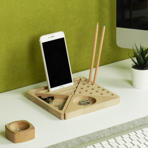 Wood Desk Organizer, Office Desk Accessories, Personalized