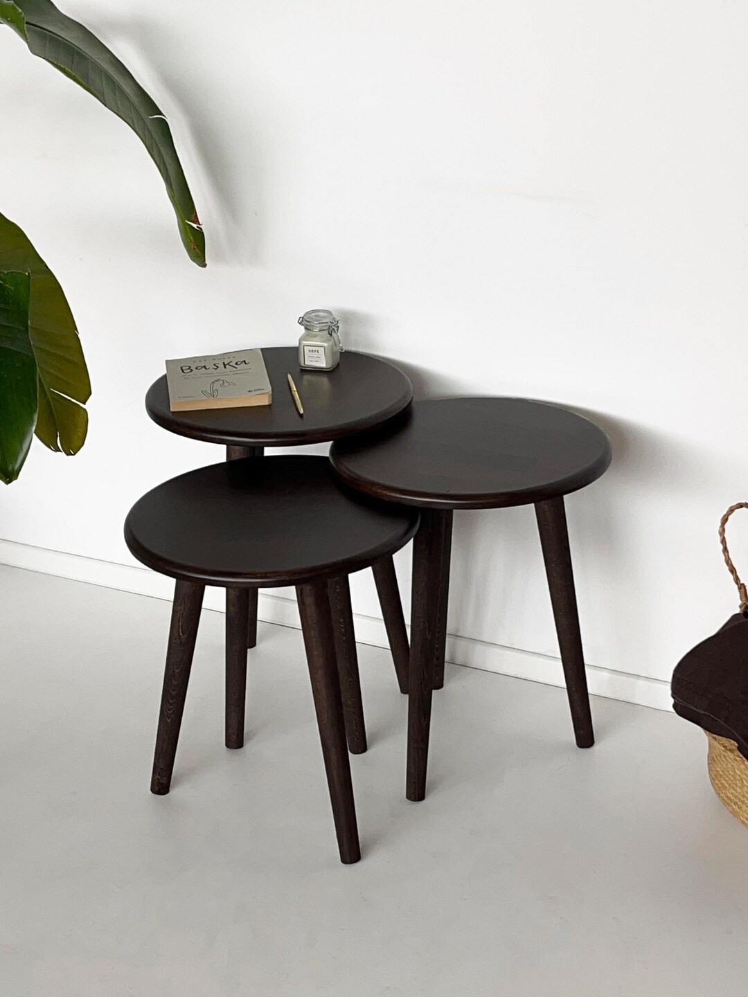 Wooden 3-piece Nesting Coffee Table Set Scandinavian Style Home Décor ...