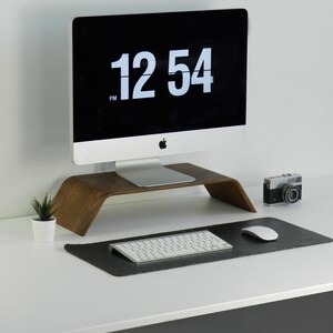 Solid Wood Monitor Stand: Beech or Walnut Computer Riser walnut