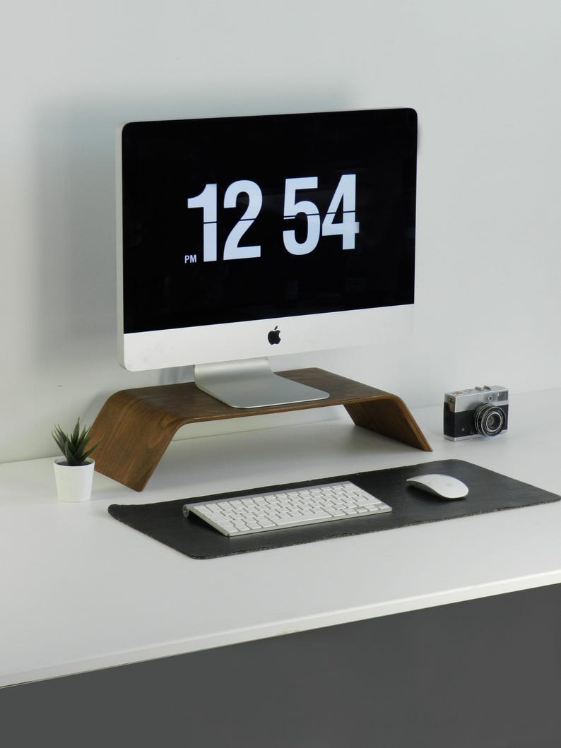 Solid Wood Monitor Stand: Beech or Walnut Computer Riser walnut