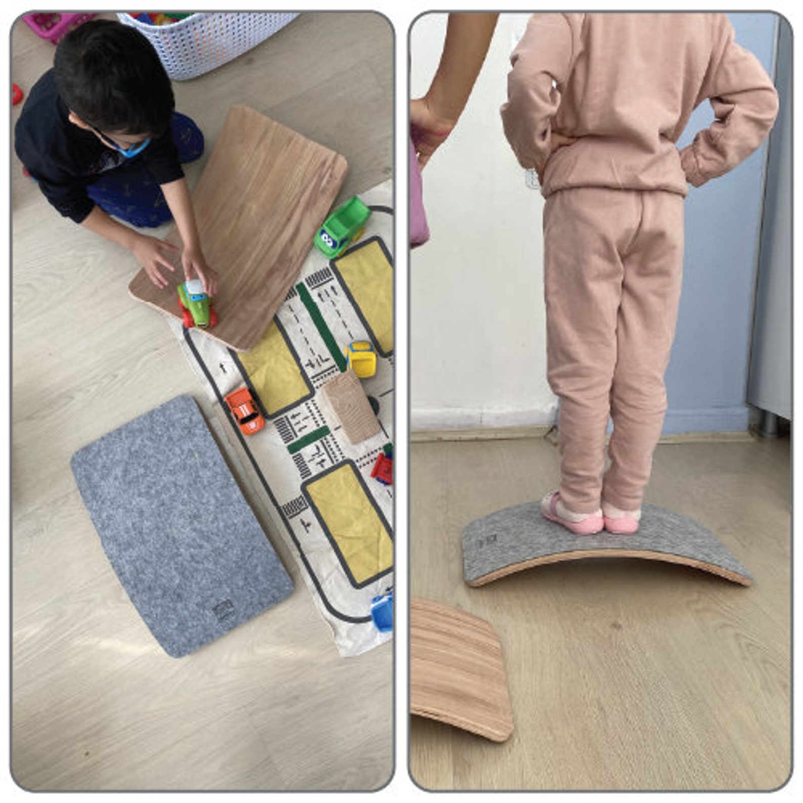 Curved Balance Board With Felt Waldorf Board for Kids Yoga Etsy