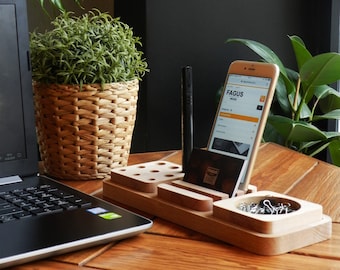 Moduler Desk Accessory, Wooden Phone Holder, Design Desktop Storage, Home Office Organizer, Pen Holder, Bussines Card Holder, Gift İdeas