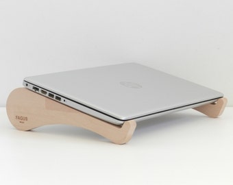 Wooden Laptop MacBook Stand, Ergonomic Computer Holder, Woodworking gift, Workspace desk accessories, Gift for men, Father's Day Gift