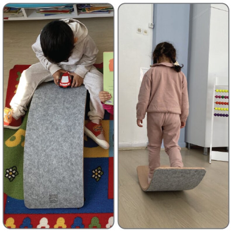 Curved Balance Board With Felt Waldorf Board for Kids Yoga Etsy