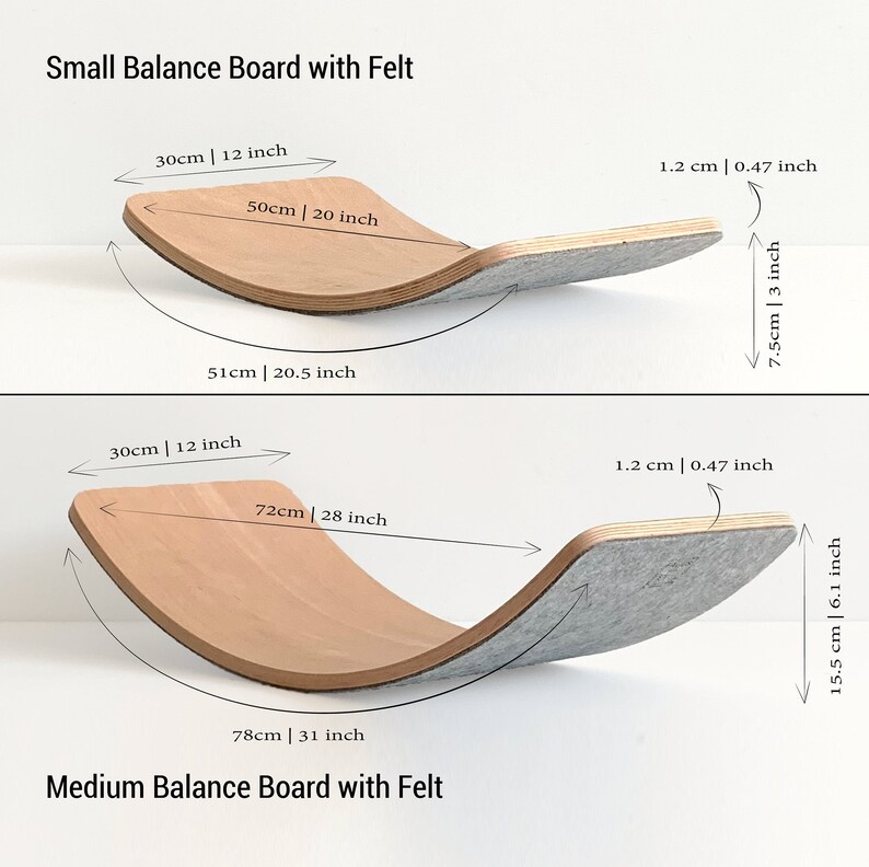 Curved Balance Board With Felt Waldorf Board for Kids Yoga Etsy