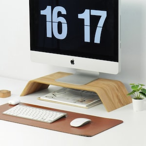 Solid Wood Monitor Stand: Beech or Walnut Computer Riser beech