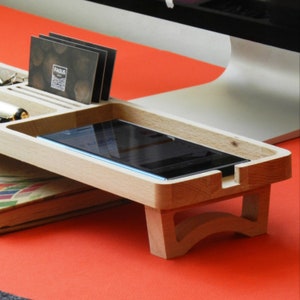 wooden organizer, wood phone dock, ,wood walet, office organizen, wood caddy, phone stand image 4
