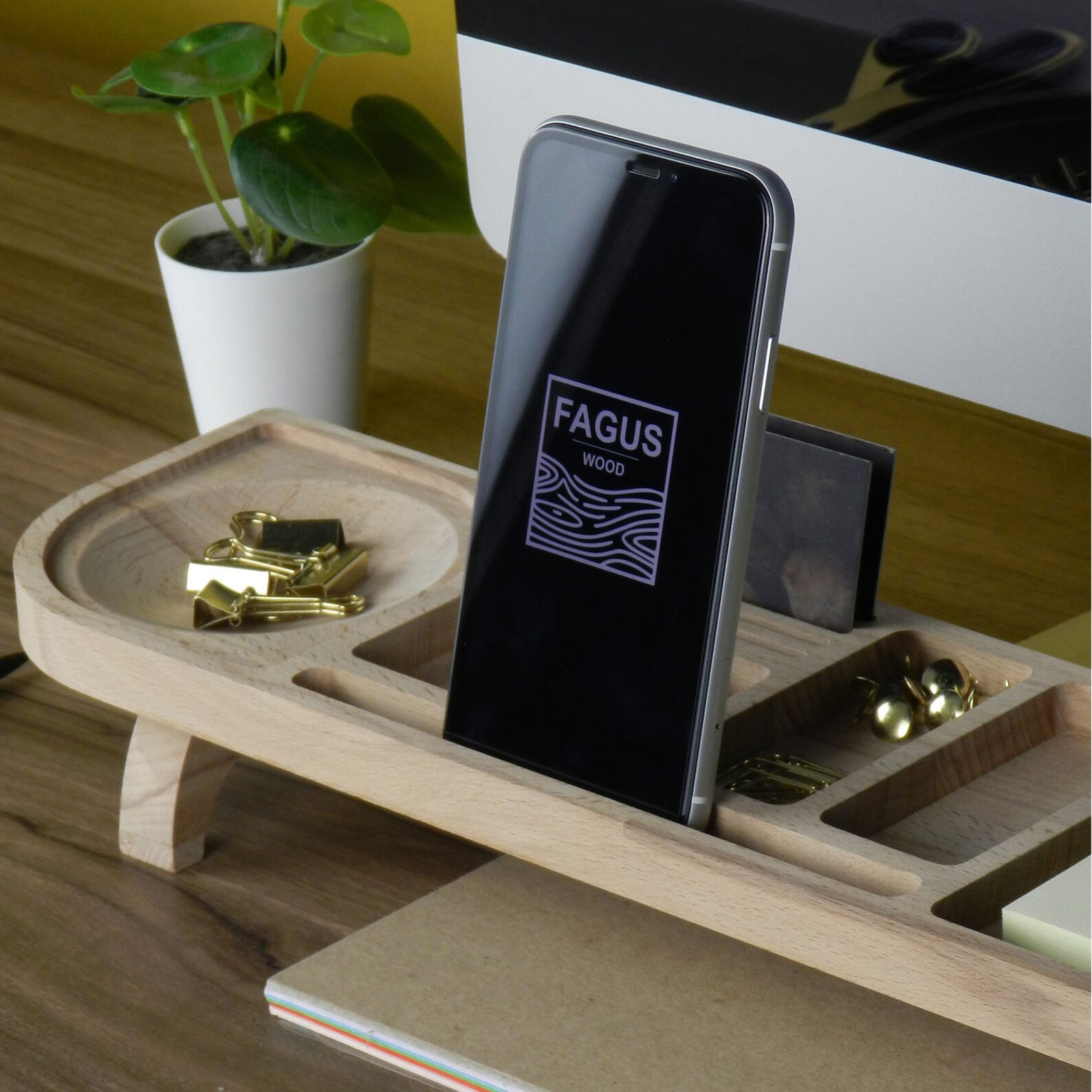 Organizador de madera organizador de escritorio estación de | Etsy