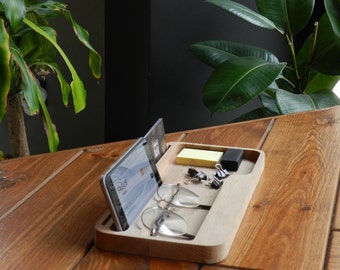 Exquisite Wooden Desk Accessories: Phone Stand, Home Office Decor, Desk Organizer - A Thoughtful and Stylish Gift to Elevate His Workspace