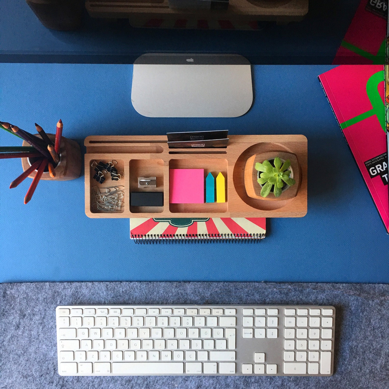 Home Office Furniture Desk Organizer Wooden Desk Storage Etsy