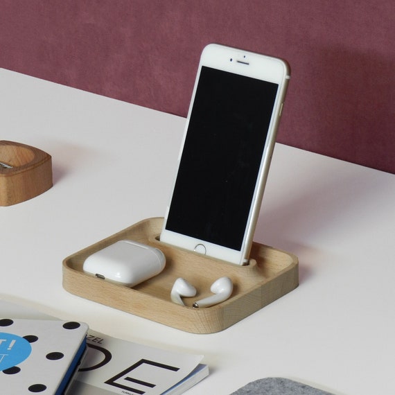 Wooden Phone Stand for Desk, Mobile Phone Holder for Office Desk, Office  Accessory and Organizer, Docking Station 