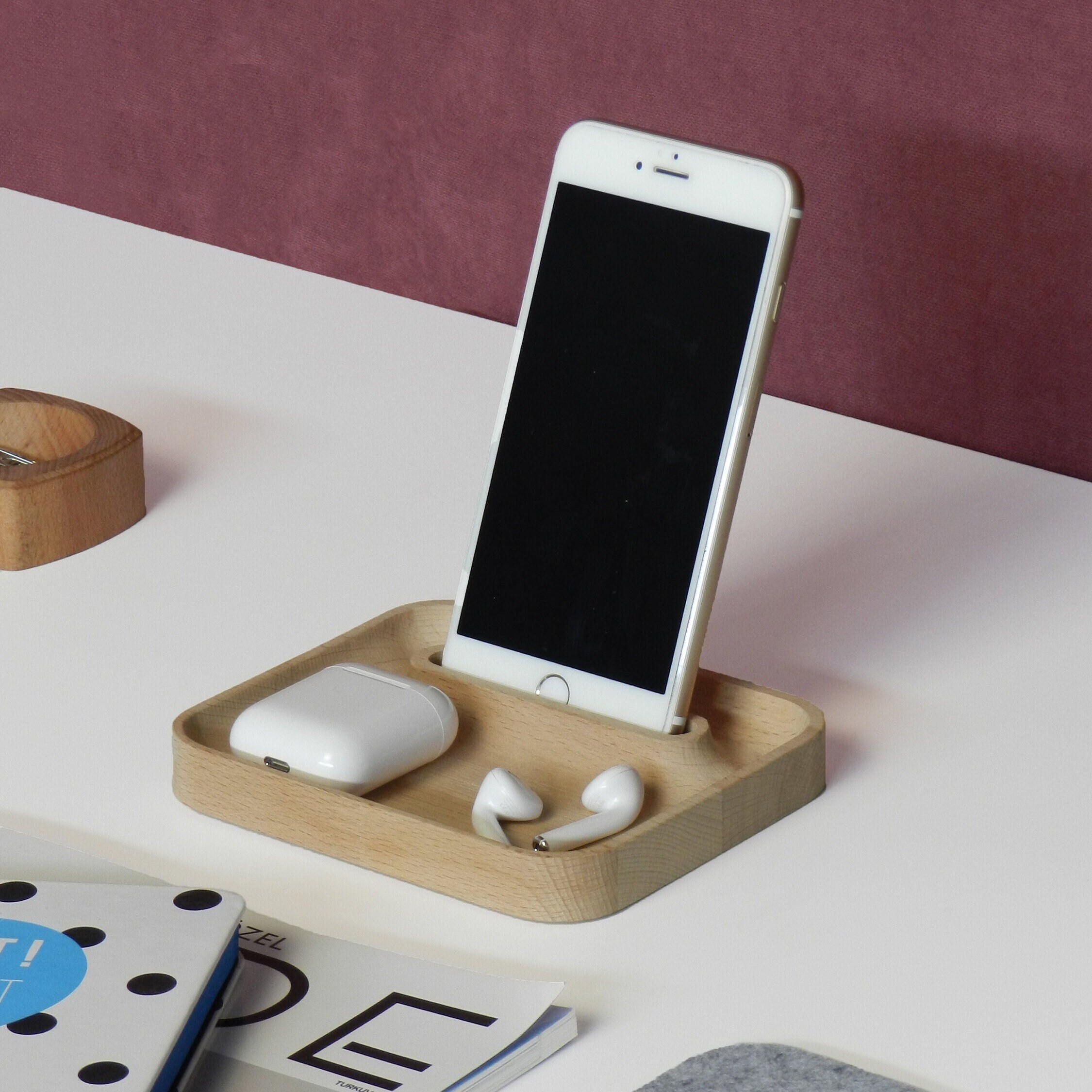 Wooden Phone Stand for Desk Mobile Phone Holder for Office Etsy