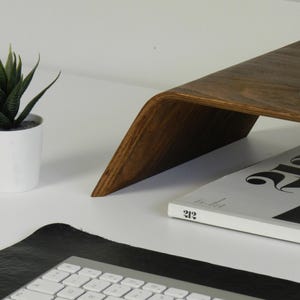 Solid Wood Monitor Stand: Beech or Walnut Computer Riser image 10