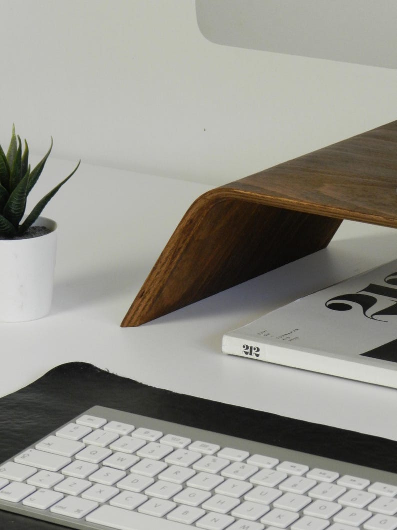 Solid Wood Monitor Stand: Beech or Walnut Computer Riser image 10