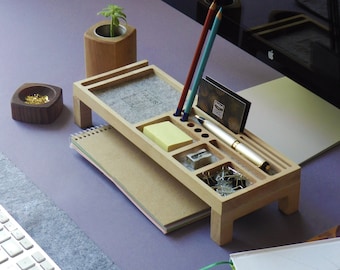 Wooden Organizer, Wood Desk Station, Docking Station, Natural Wood Office Accesories, Home Office Design and Storage