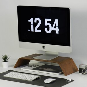 Solid Wood Monitor Stand: Beech or Walnut Computer Riser image 9