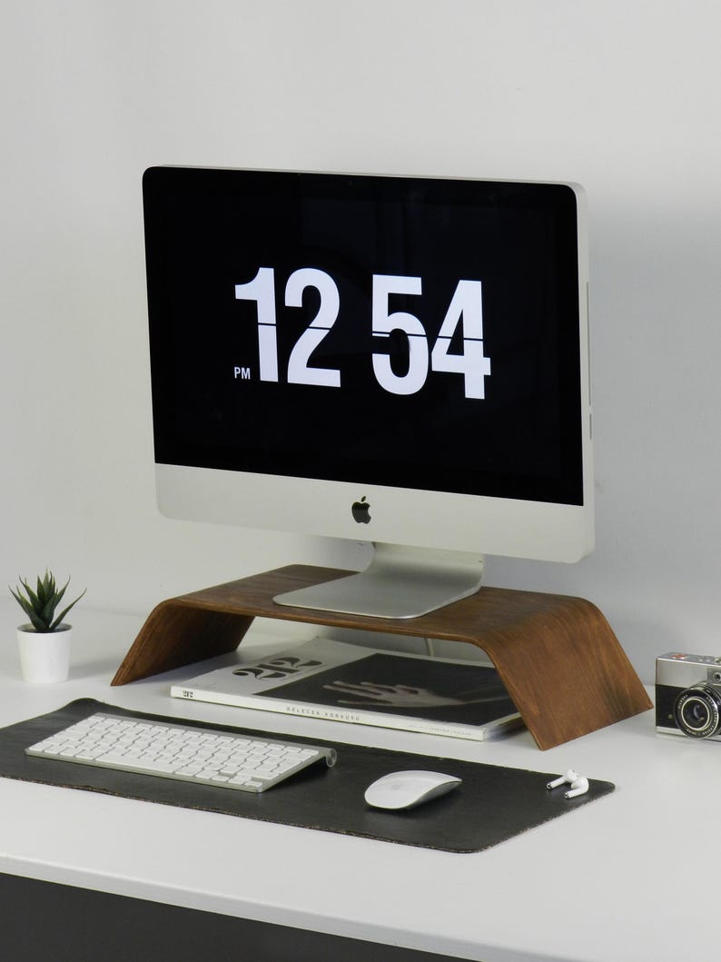 Solid Wood Monitor Stand: Beech or Walnut Computer Riser image 9